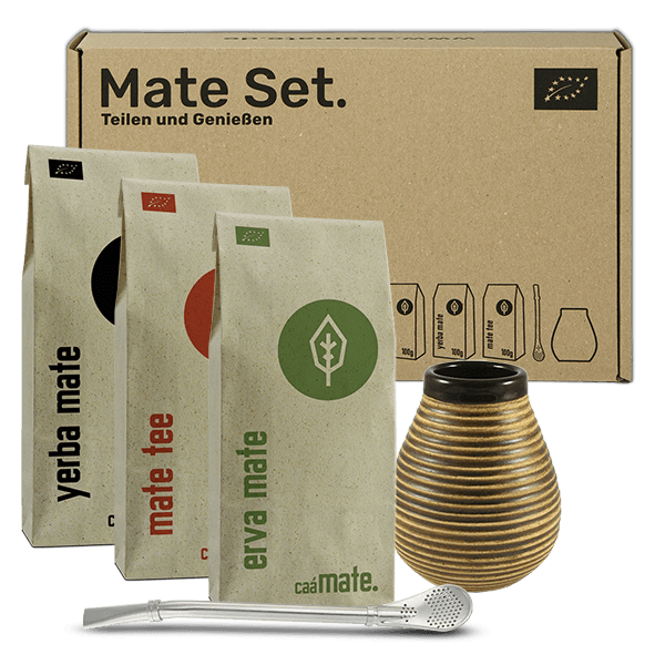 Keramik Mate Set mit 3 Sorten Bio Mate Tee